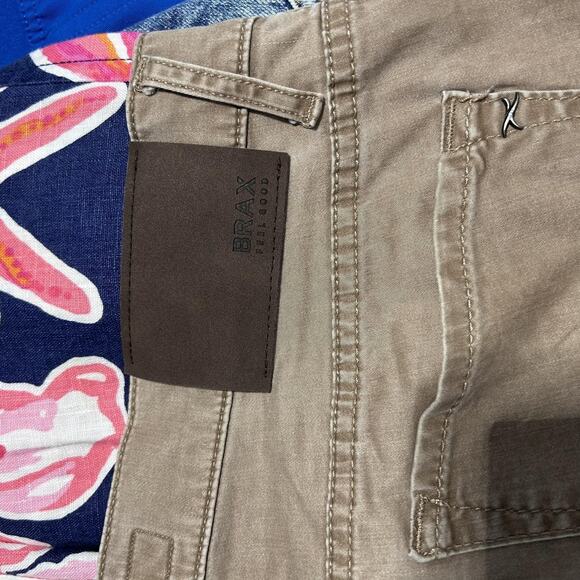 Brax Feel Good Jeans Mens 34x33 Brown Khaki Taupe 5-Pocket Twill Casual Pants - Picture 4 of 7